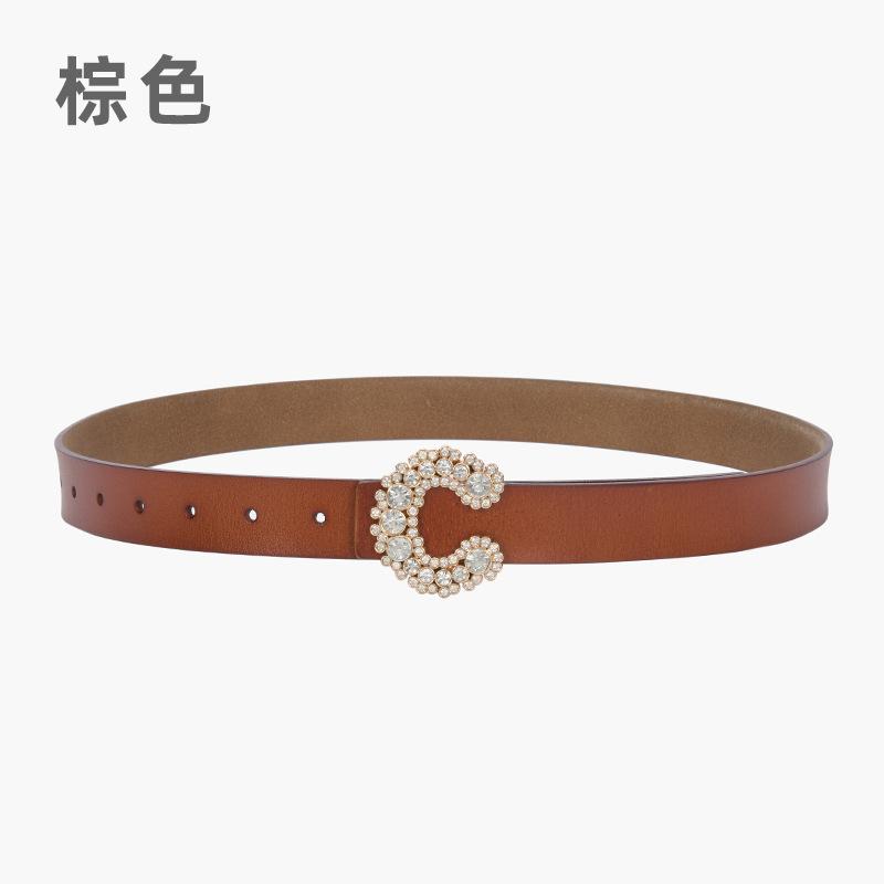 

Женский ремень из натуральной коровьей кожи, женский ремень для платья, женский ремень со стразами и пряжкой для студентов 105cm