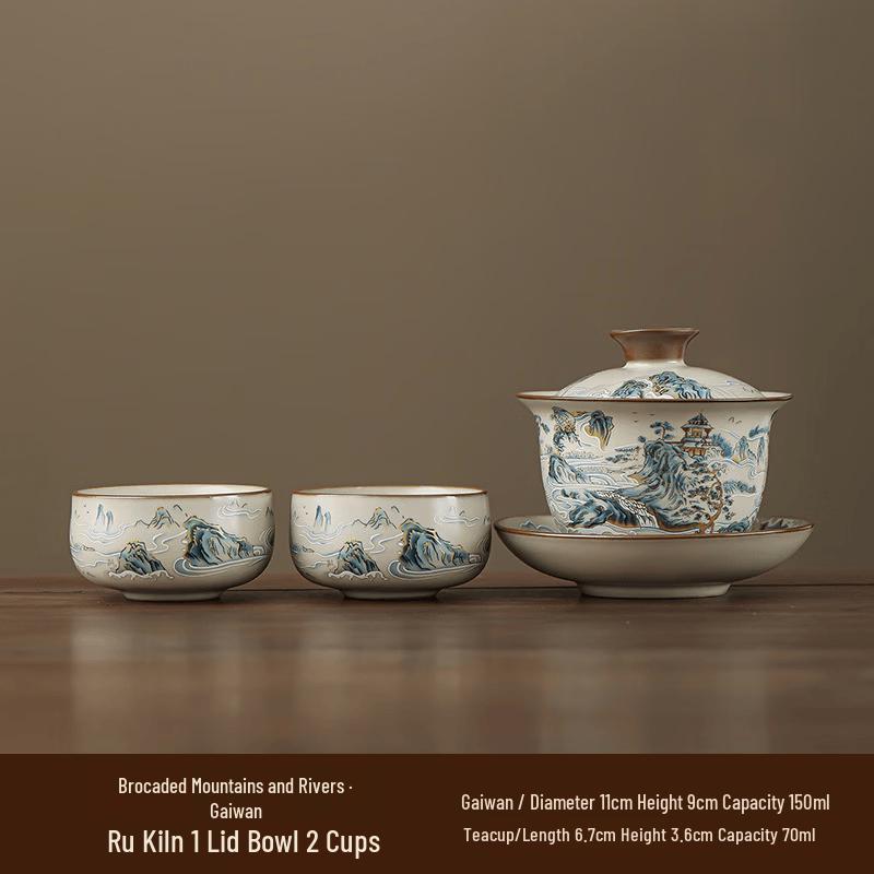 Splendid Mountains and Rivers Ru Kiln Tea Set