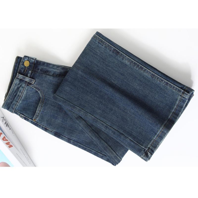 Retro Narrow Edition Wide Leg Jeans Autumn Winter High-waisted Slimming Straight Leg Jeans Stretch Embroidered Jeans