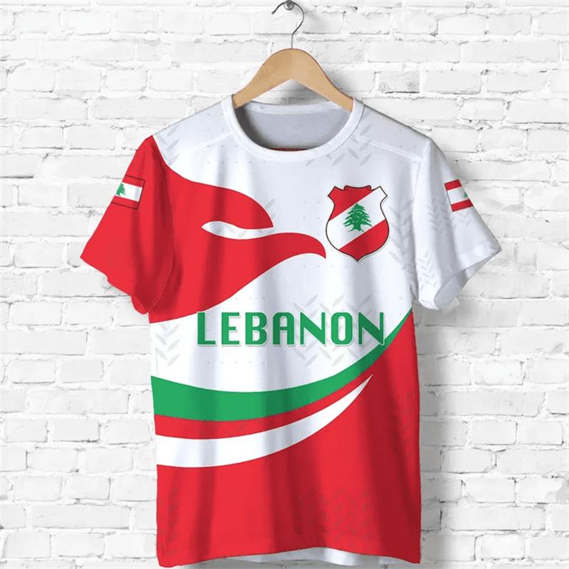 Libanon-Flagge Herren-T-Shirt mit Wald-Camouflage-Print, libanesisches Emblem, Sommerstraße, übergroße Mode, kurzärmelige Oberteile