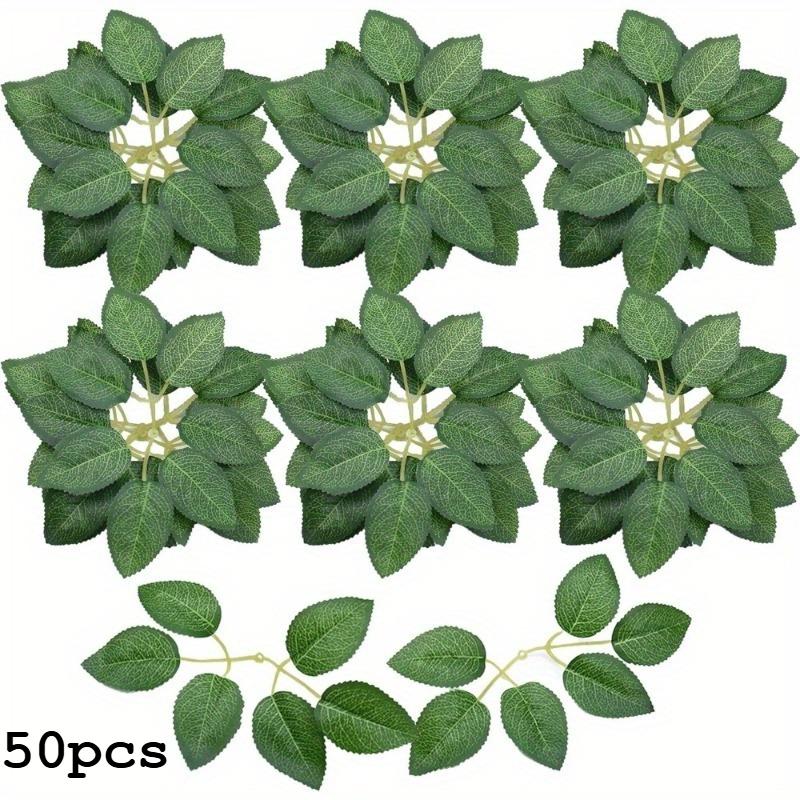10-100pcs Simulated Rose Leaves, Artificial Green Fake Rose Flower Leaves DIY Wedding Bouquet Center Decoration Party Decoration