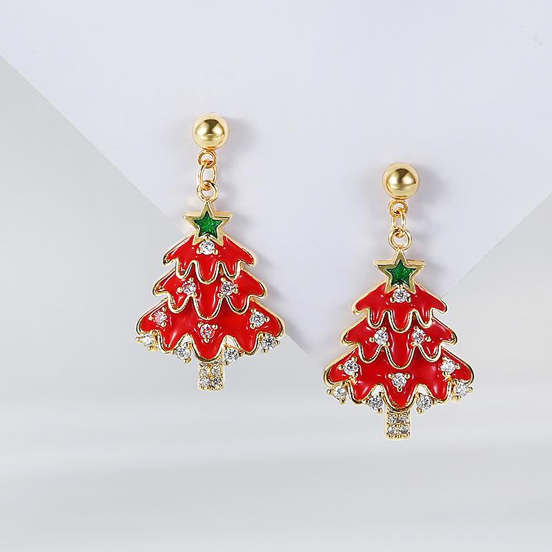 Fashion Christmas Green Bowknot Bell Pendant Earrings for Women Exquisite Elk Wind Chimes Dangle Earrings New Year Xmas Gifts
