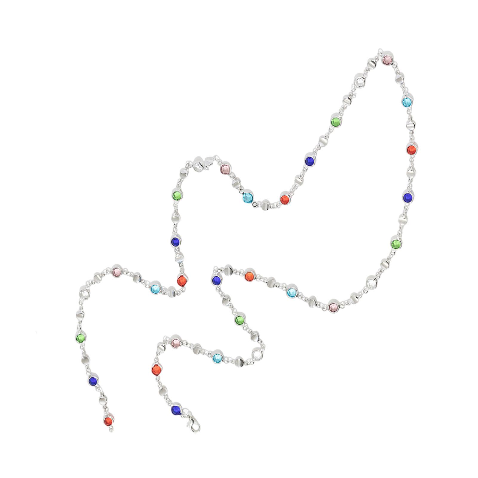 

Модное длинное разноцветное стеклянное ожерелье, регулируемая цепочка для тела, стильные украшения для тела, подходит для женщин и девушек, подарок 2 серебряный