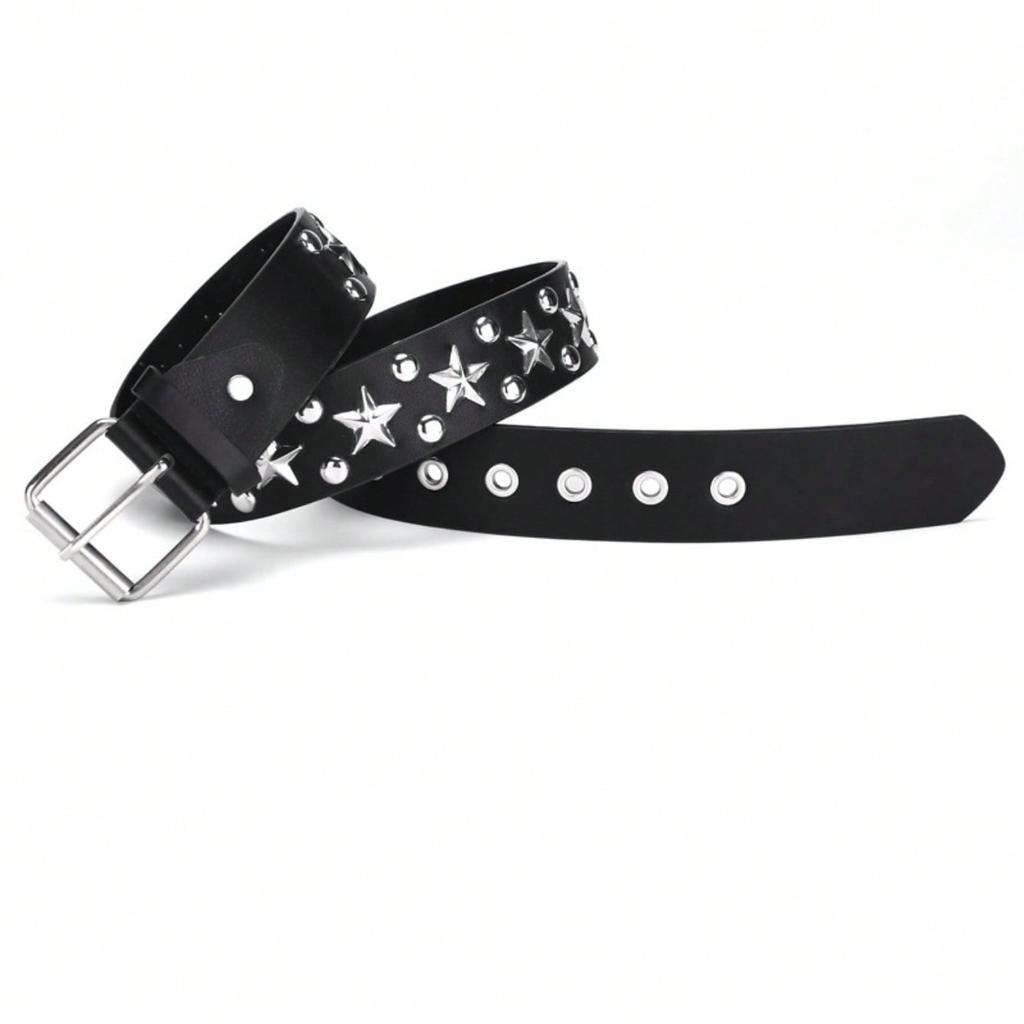 Big Five Star Round Rivet Belt for Men and Women, Personalized Punk Decorative Pants