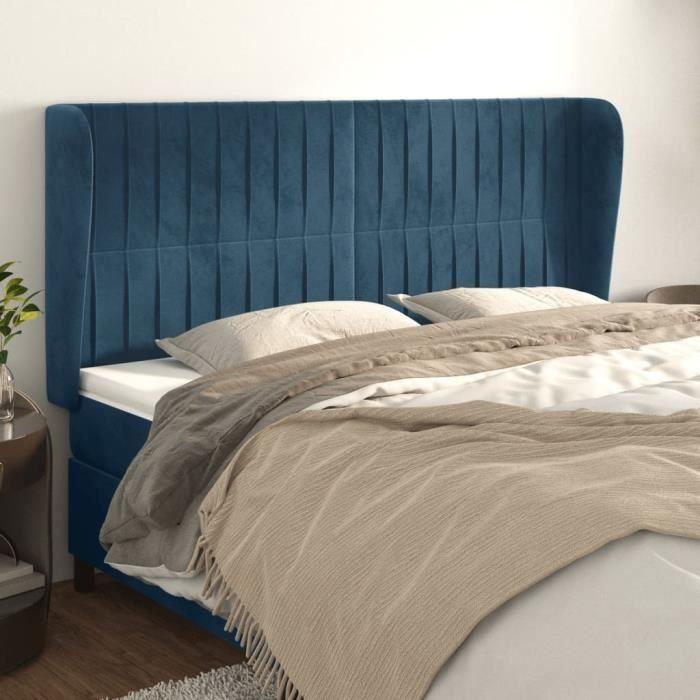 VidaXL Tête de lit avec oreilles Bleu foncé 183x23x118-128 cm Velours3118258