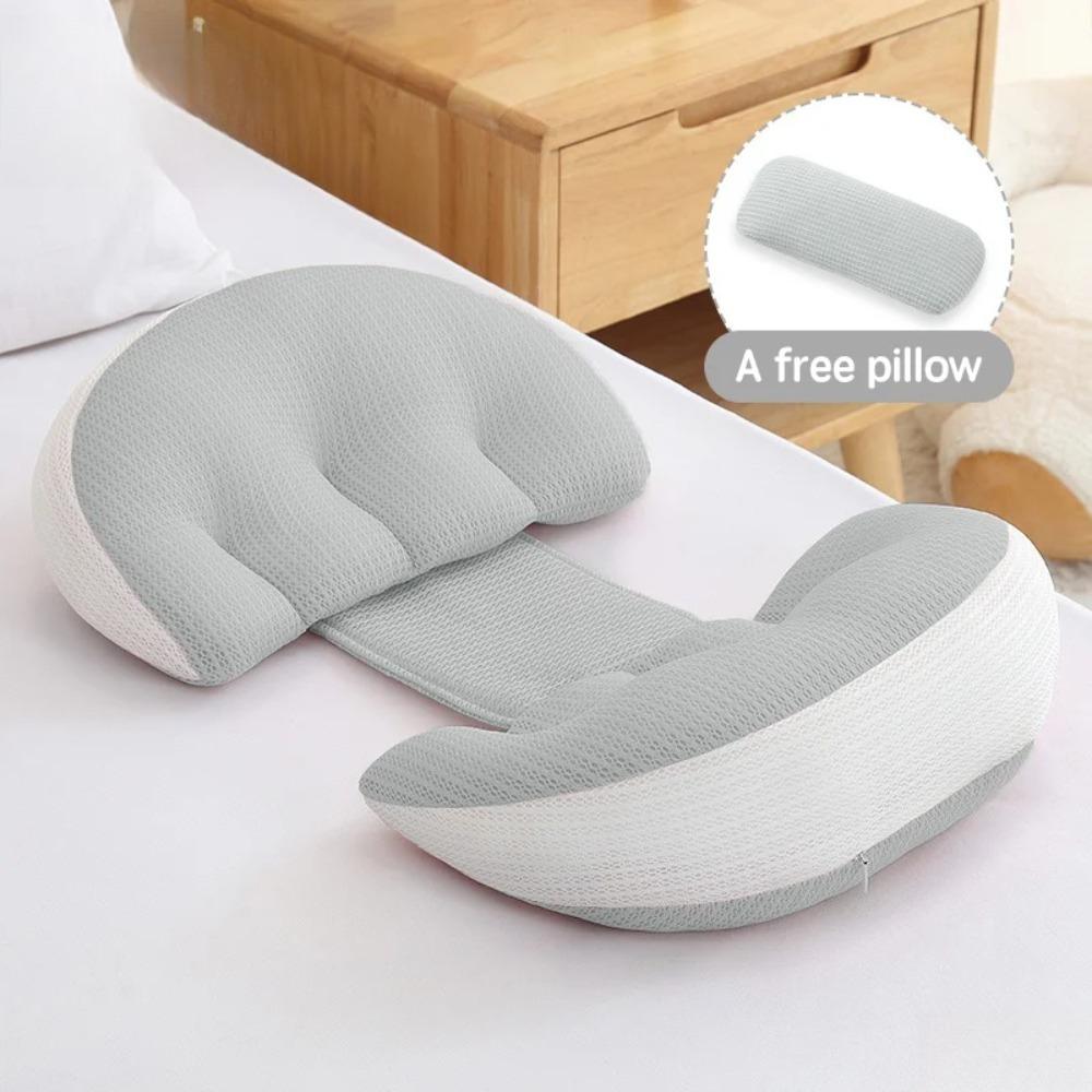 Pregnancy Pillow with 1pc Free An Auxiliary Pillow Cotton Waist Support Pillow for Pregnant Women Sleeping Body Pillow grigio