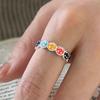 Korean Rainbow Smiley Face Adjustable Ring Elegant Copper Fashionable Design For Women