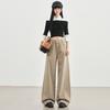 Romon Autumn/Winter Jeans Women's American Khaki High Waist Straight Tube Versatile Loose Look Thin Wide Legs Floor length Pants