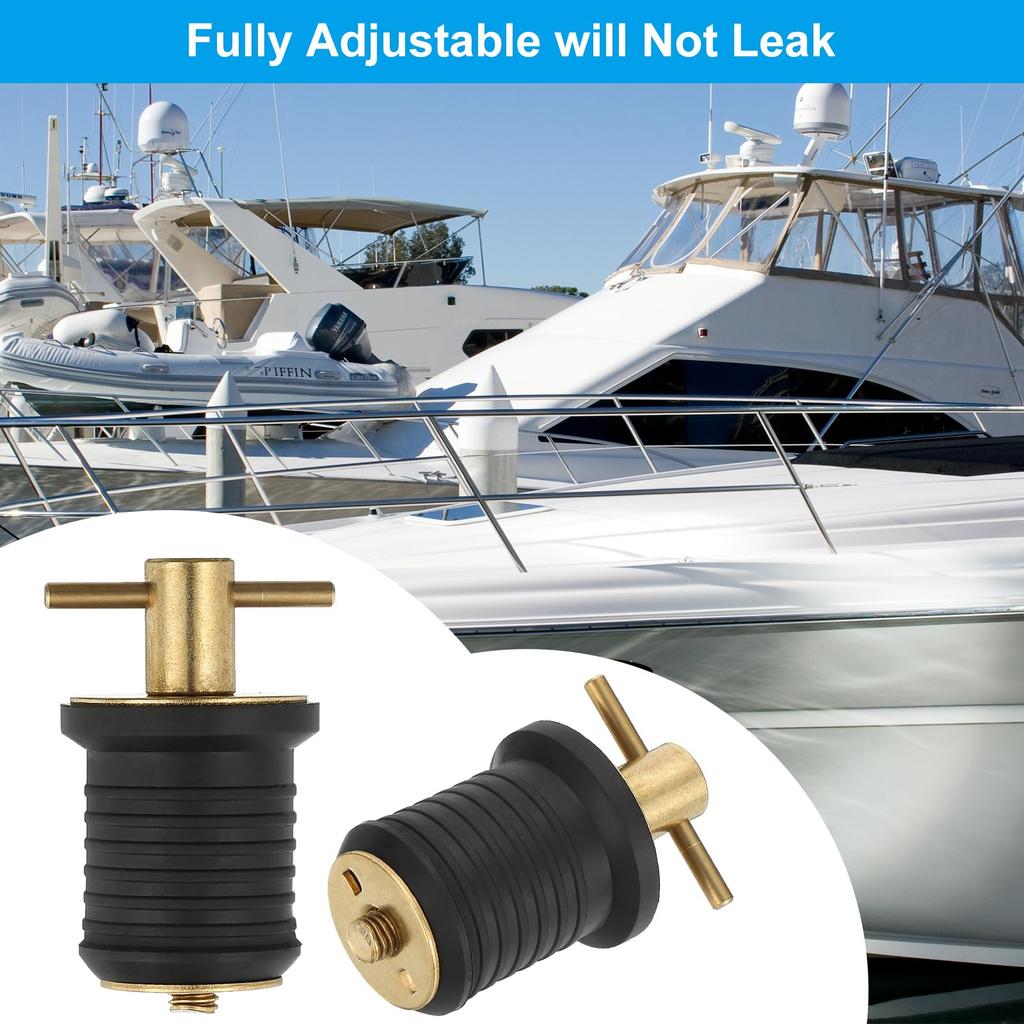 PATIKIL 1" Boat Drain Plug 2pcs T Handle Brass Boat