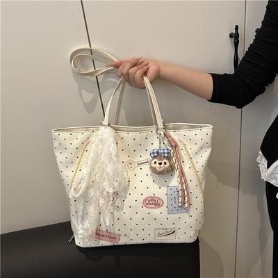 New Simple Fashion Trend Tote Bag Personalized Niche Design Polka Dot Aesthetic Casual Armpit Bag
