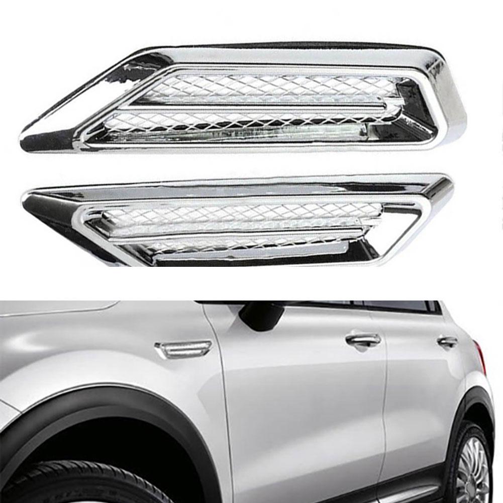 2X Car Air Flow Vent Mesh Exhaust Mast Intake Grille Sticker Silver Decoration 2X Car Air Flow Vent Mesh Exhaust Mast Intake Grille Sticker Silver Decoration