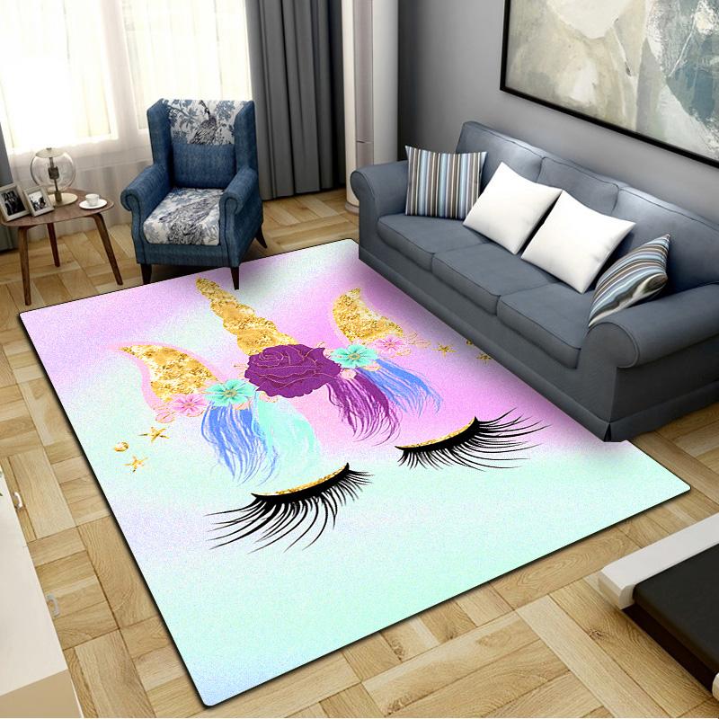 Cartoon Uni-horse Carpet Rug for Living Room Bedroom Home Sofa Decoration,Kids play Non-slip Floor Mat
