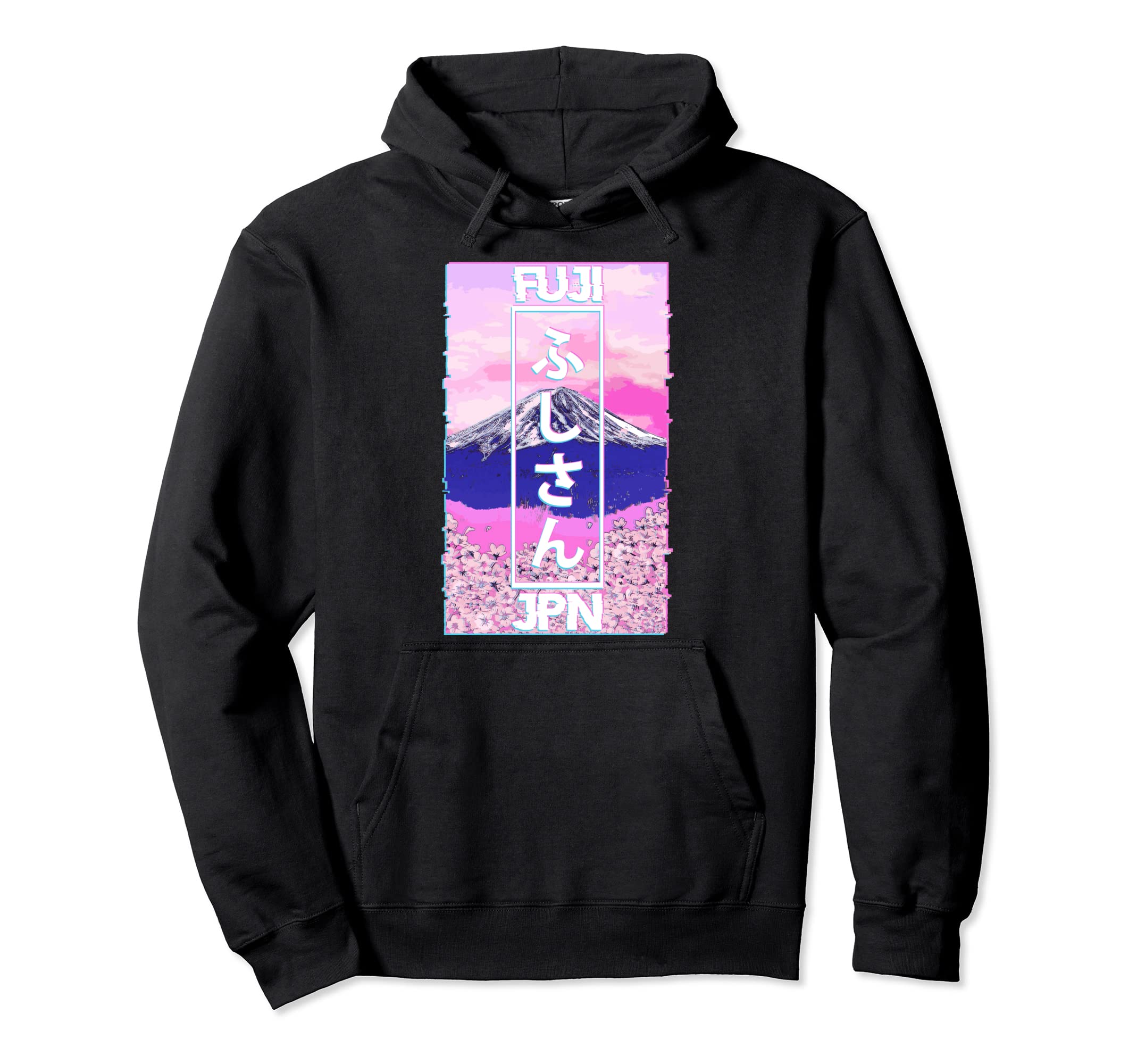 

Mount Japanese Glitch Japanese Hoodie Fuji, Mt. Fuji, Art, Vaporwave, Otaku, Fan, чорний
