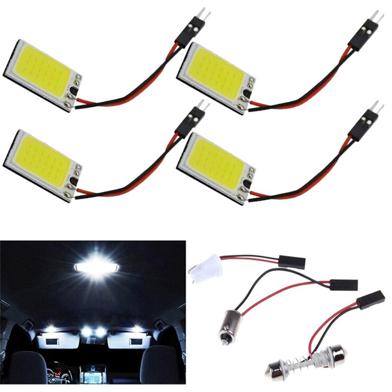 1Pc 18-Led Cob Car Interior Dome Plate Lights White Bulb Ba9S T10 Festoon 12V