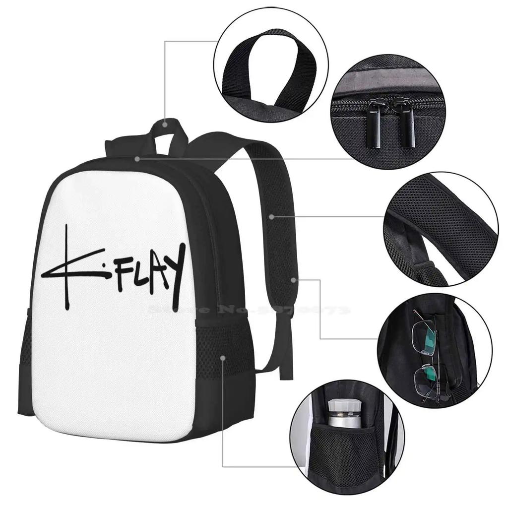 K Flay Logo School Bag Big Capacity Backpack Laptop K Flay Musician Rapper Singer Indie Hip Hop Kflay