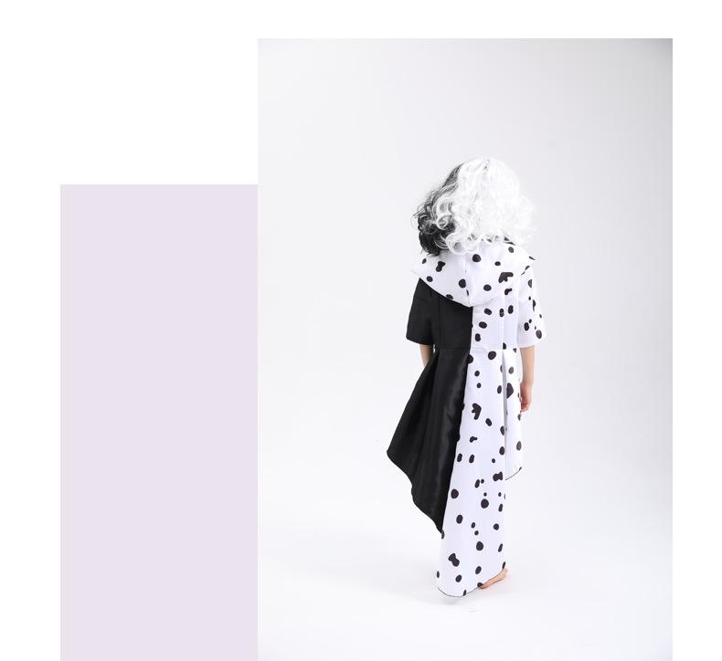 101 Dalmatians Cruella De Vil Black & White Spotted Dress Costume for Stage Performance