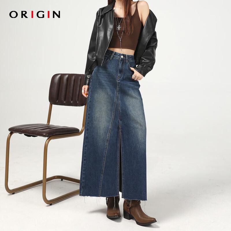 ORIGIN Women s A-Line Split Hem Denim Skirt M