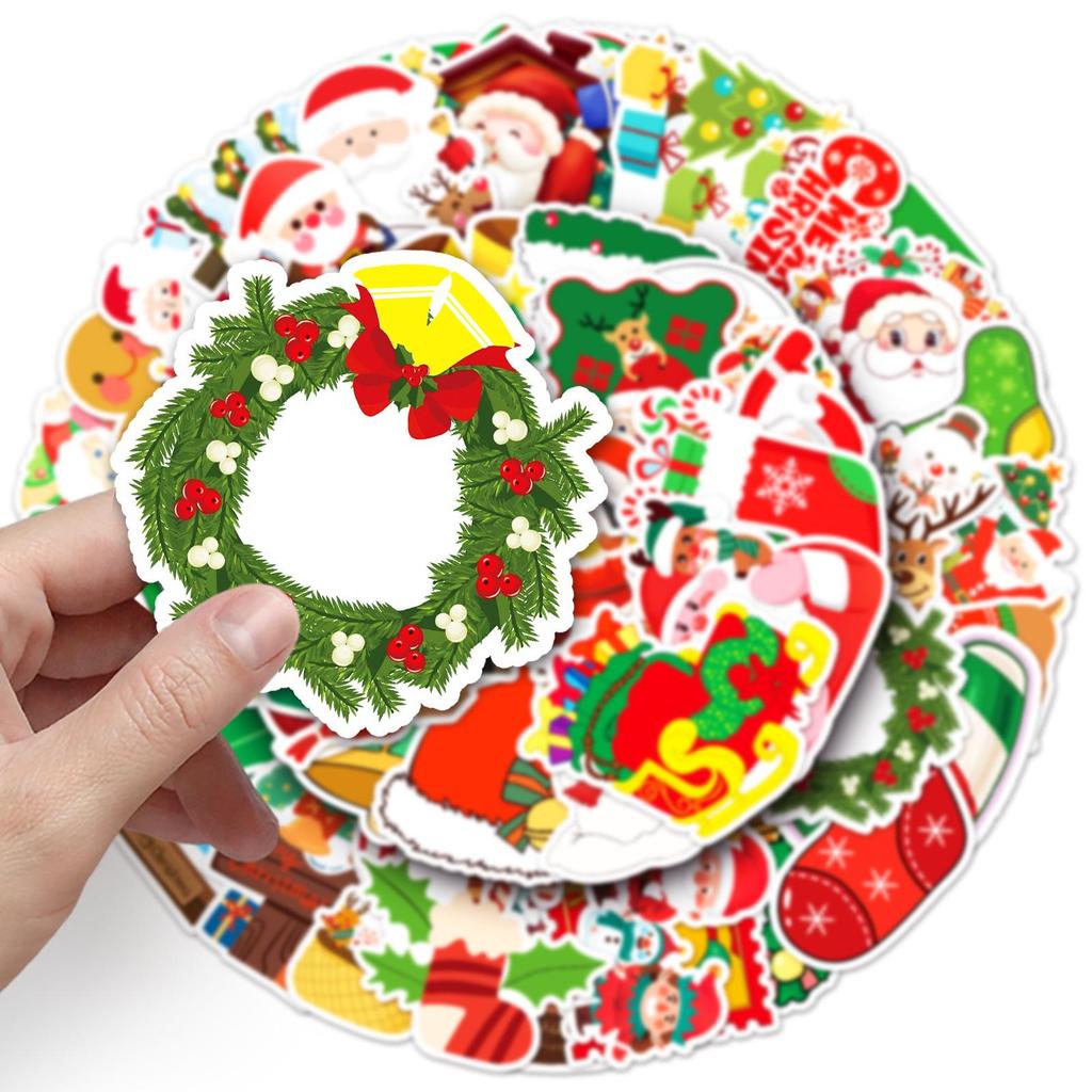 50 Christmas Cartoon Doodle Stickers for Water Bottles & Luggage