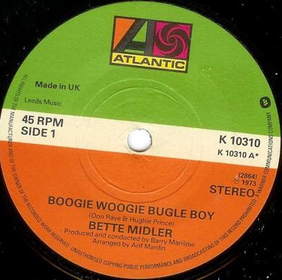 7inch Record BETTE MIDLER - Boogie Woogie Bugle Boy K10310 Atlantic UK Jazz Used
