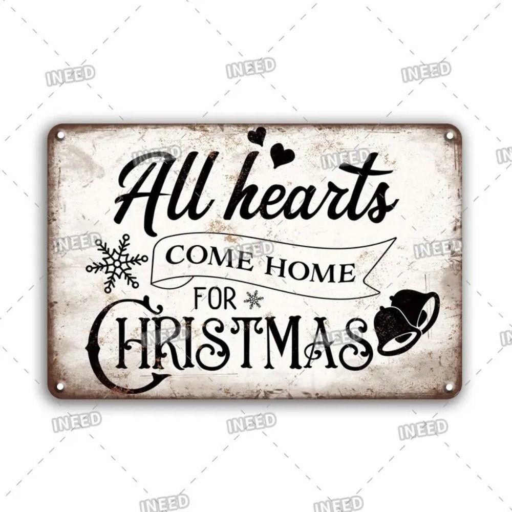 Vintage Christmas Metal Tin Sign Home Festive Wall Decor