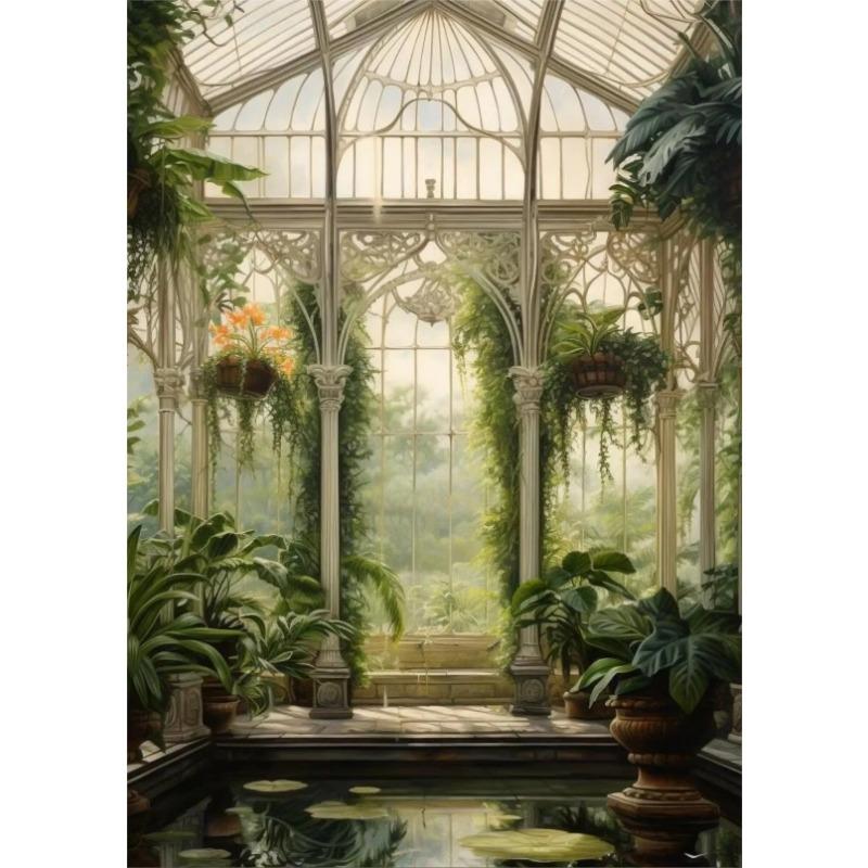 Renaissance Greenhouse Art Plant Garden Classic Retro Poster Canvas Paintings Wall Art Pictures Home Decor