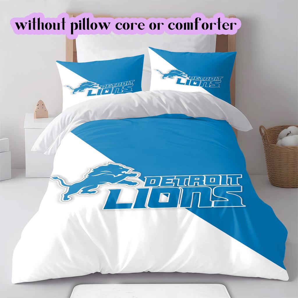 Detroit Lions Pattern Bedding,Quilt Set Quilt Cover Pillowcase Home Birthday Gift (1*duvet cover+2*pillowcase,without core)