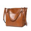 Xiaoyan Women's Vintage Oil Wax Leather Tote Bag