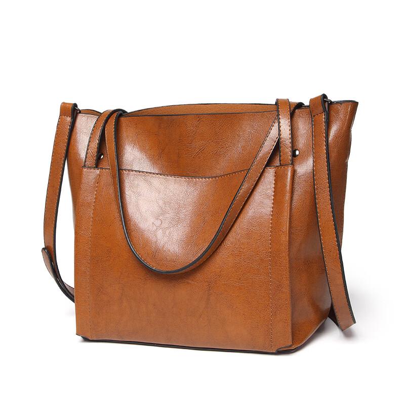 Xiaoyan Women's Vintage Oil Wax Leather Tote Bag
