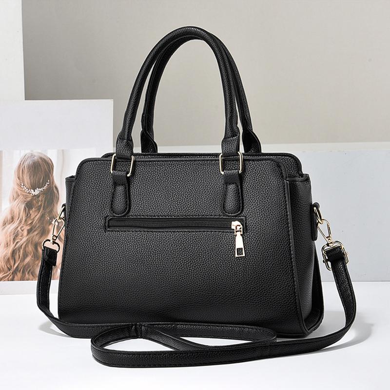 2 Stück Neue Handtasche mit großem Fassungsvermögen PU Wasserdichtes Mehrfach-Reißverschlussfach Schultertasche Temperament Pendler Vielseitig Pompon-Anhänger Umhängetasche