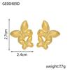 CARLIDANA Fashion Jewelry Gold Plated Bracelets Gift Stainless Steel Hammer Butterfly Flower Cuff Bangle Earrings Rings Set