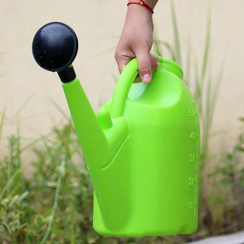 Platsic Watering Can, 5L, Watering Can Garden Watering Pot with Detachable Shower Head for Indoor Outdoor Plants, Blue, Green
