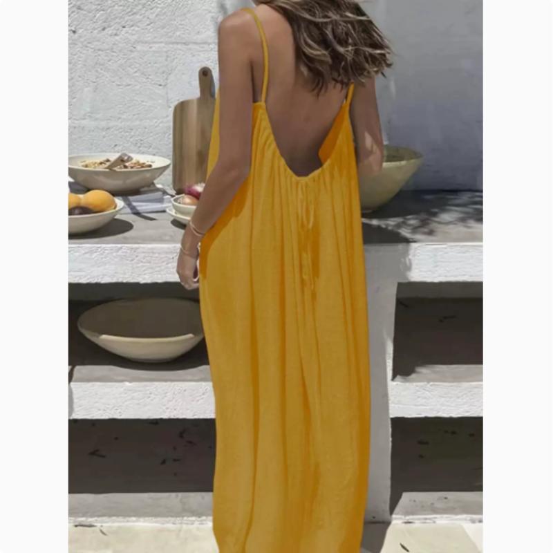 Camisole-Kleid für Damen, rückenfrei, lockerer langer Rock, Urlaubs-Zuhause-Stil