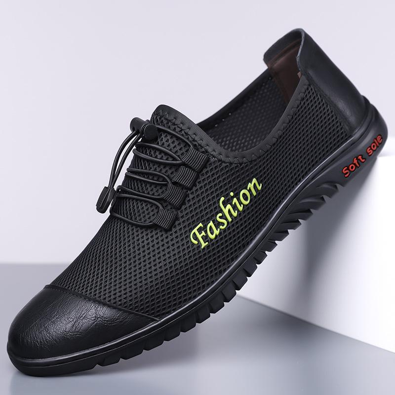 

2025 men s shoes summer new mesh shoes thin hollow casual shoes breathable one pedal 2025 38