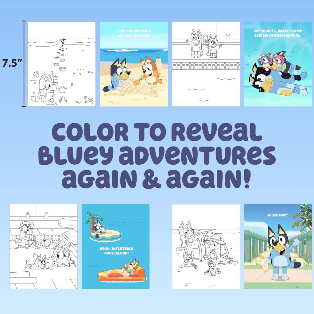 Bluey Aqua Includes 4 Reusable Pages of Water Art Water Color with Water Water Reveal Activity Paint Art, & Pen, Book, Book,