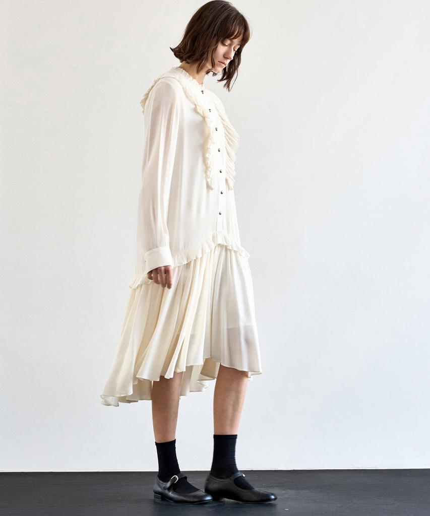 MITTE Pleats Collor Shirring Dress_Cm
