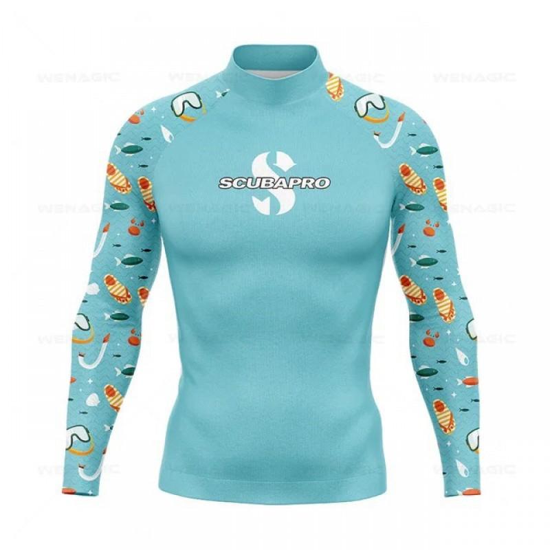 SCUBA Surfing Suit UPF50 Sunscreen Beach Swimsuit Diving Jellyfish Long-sleeved Split Top