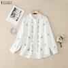 ZANZEA Women Turn Down Collar Casual Long Sleeve Print Blouse