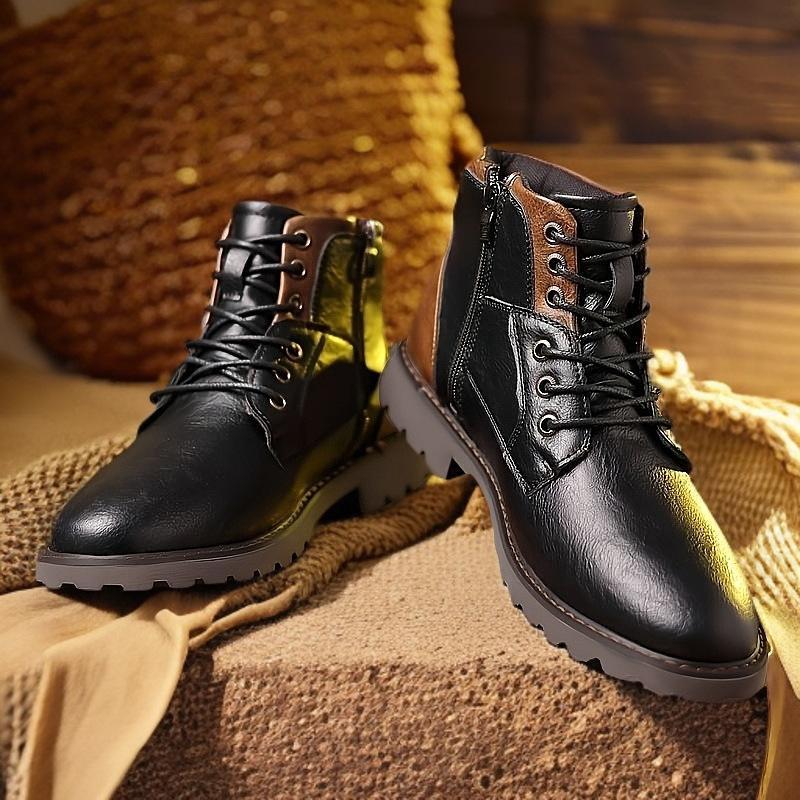 Classic Men Genuine Ankle Boots Retro British Business Casual Boots Male Dress Boots High Quality Man High Top Motorcycle Botas