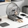 Kitchen Pot Lid Storage Rack Removable Drip Tray Stainless Steel Multifunctional Pot Lid Organizer for Kitchen Countertop