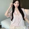 Ice silk pajamas women's summer new French ruffle edge high-end short-sleeved shorts thin light luxury loungewear set
