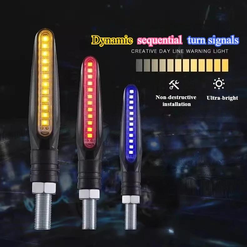 2PCS Universal LED Motorcycle Turn Signals - 12V IP68 Waterproof Amber Flasher Indicator Rear Lights