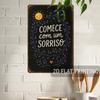 1pc Vintage Portuguese Quote Tin Sign Start With A Smile Retro Metal Wall Art