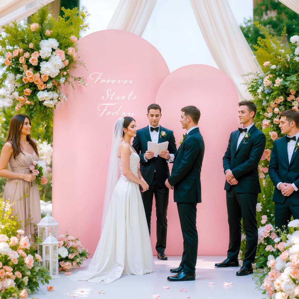 7.2FT 6FT Arch Pink Arch Backdrop Cover Arch Covers Set of 2, Double-Layer Arch Stand Cover for Baby Shower Birthday Party