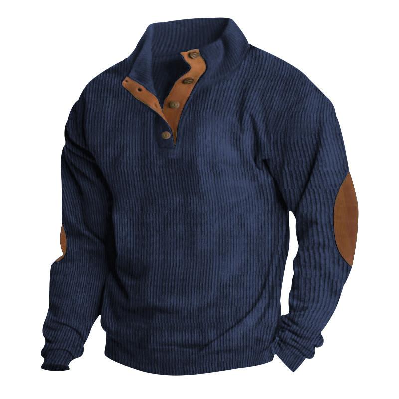 Mens Casual Corduroy Stand Collar Sweatshirt For Winter Outdoor Activities
