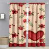 2PCS Rice Bottom Red Rose Heart-shaped Curtains   Gentle Style   Bedroom and Living Room   Decorative Curtains with Drawbar Pockets