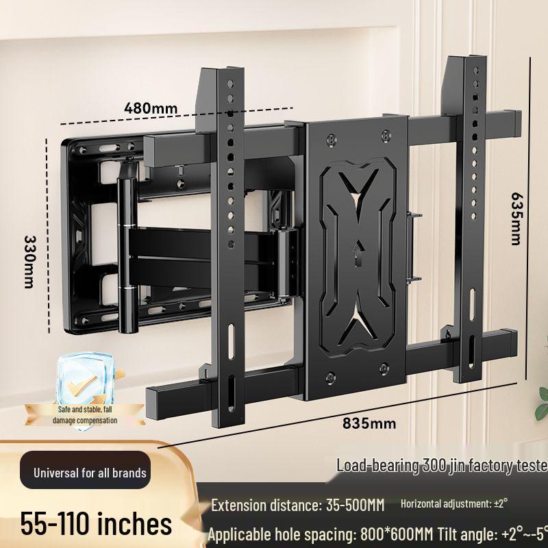Ultra-Thin Rotating Wall Mount for 32-110 Inch TVs: Movable, Retractable, Stable, Heavy-Duty