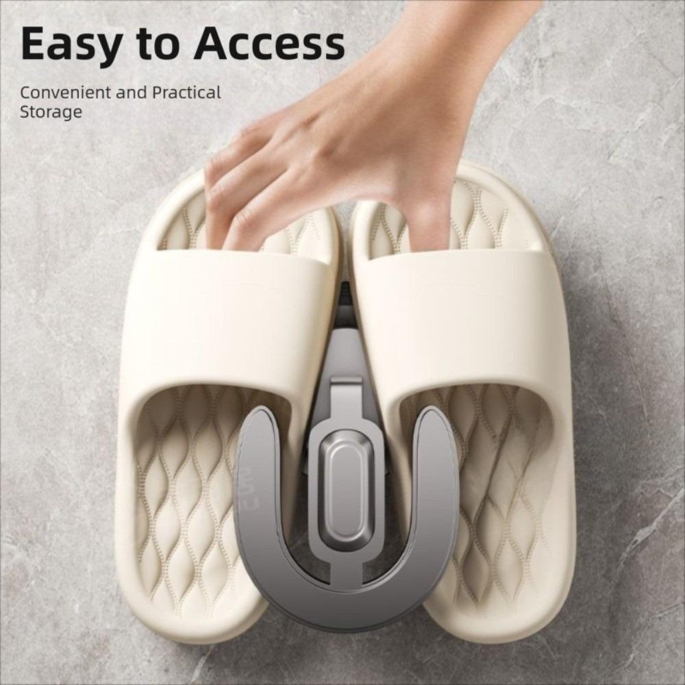 2pcs No Punching U-shaped Slipper Rack Suction Cup Bathroom Sandal Holder Balcony
