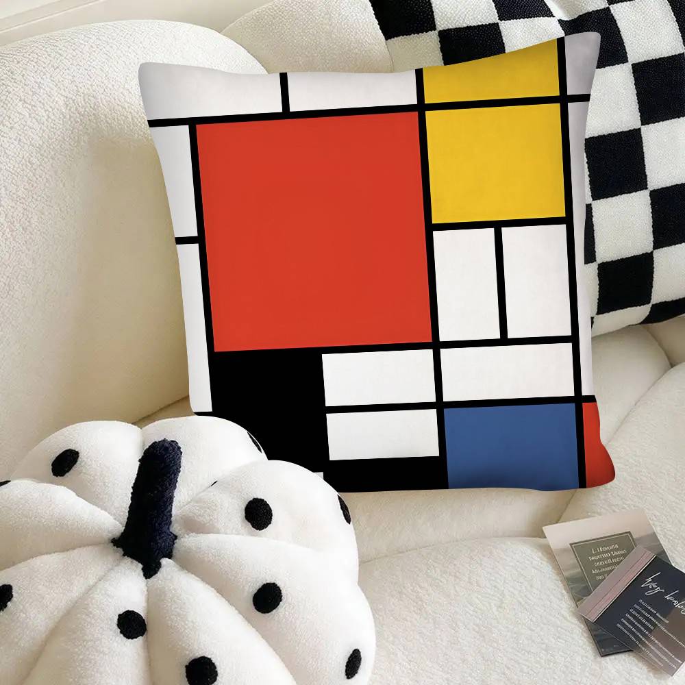 Piet Mondrian Art Pillow Case Fashion Square Pillowcase Bedroom Sofa Room Ins Decoration Leisure