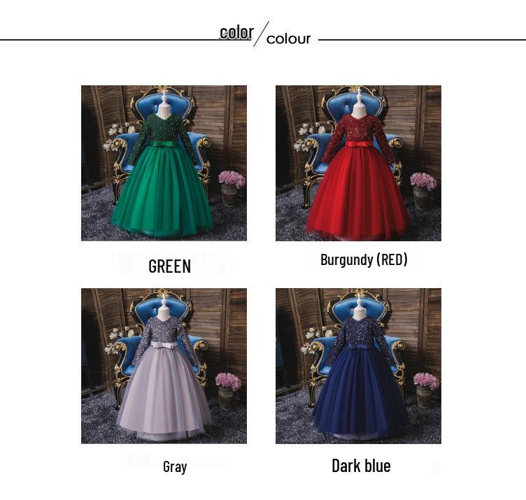 Nouvelle Robe de Soirée de Princesse à Paillettes pour Filles - Vêtement de Cérémonie Long pour Enfants