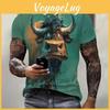 Mens Tshirt 3d Print With Angry Bull Print Tees Tops Fashion Men Animal Pattern T Shirt Oversized Streetwear Oneck Fashion